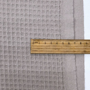 Вафельное полотно клеточка soft серо-бежевый