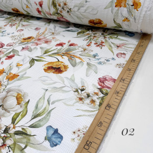 Вафельное полотно цветы 02 шахматное