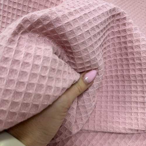 Вафельное полотно клеточка soft пудра