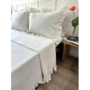 Вафельное полотно белый шахматное