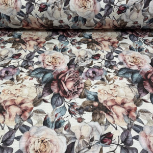 Вафельное полотно цветы 05 шахматное 