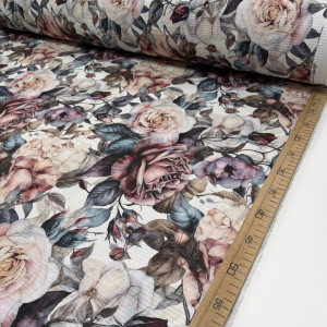 Вафельное полотно цветы 05 шахматное 