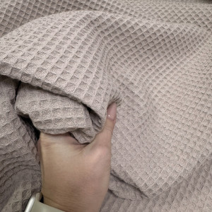 Вафельное полотно клеточка soft пыльно-бежевый