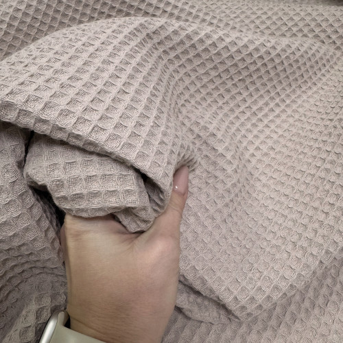 Вафельное полотно клеточка soft пыльно-бежевый