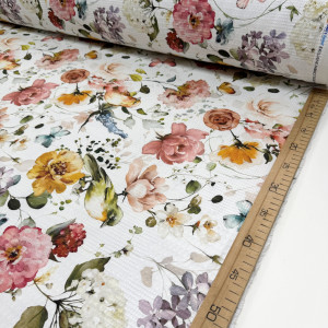 Вафельное полотно цветы 04 шахматное 