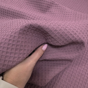 Вафельное полотно клеточка soft брусника