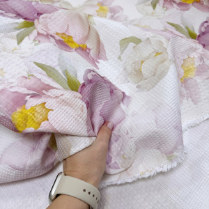 Вафельное полотно цветы 03 шахматное 