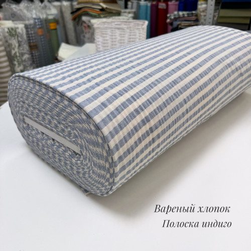Вареный хлопок полоска индиго