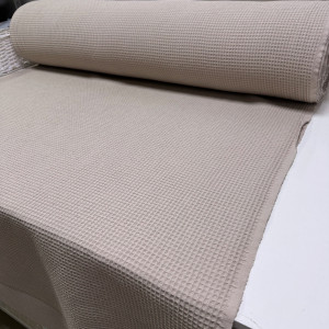 Вафельное полотно клеточка soft пыльно-бежевый