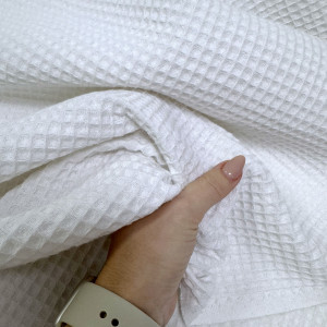 Вафельное полотно клеточка soft белый