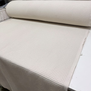 Вафельное полотно клеточка soft пыльный крем