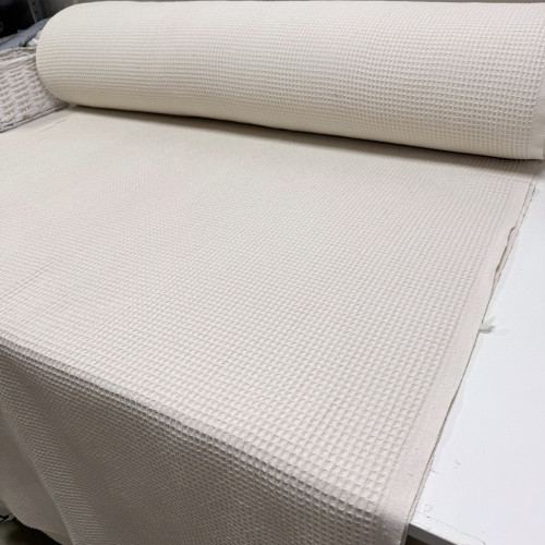 Вафельное полотно клеточка soft пыльный крем