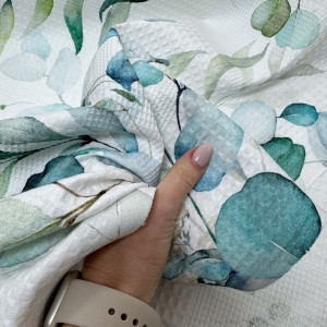 Вафельное полотно веточки эвкалипта