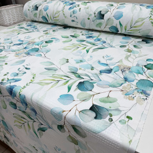 Вафельное полотно веточки эвкалипта