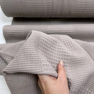 Вафельное полотно светлый тауп шахматное