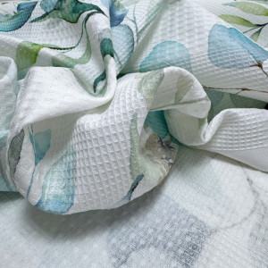 Вафельное полотно веточки эвкалипта