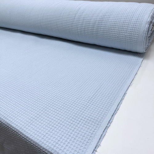 Вафельное полотно клеточка soft голубой