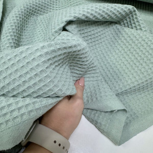 Вафельное полотно клеточка soft ментол