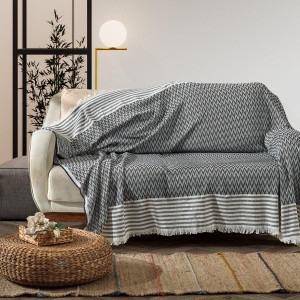 ПЛЕД-ПИКЕ зигзаг крупный графит 220*240 