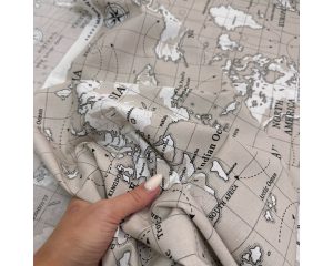 Ранфорс карта мира серо-бежевая