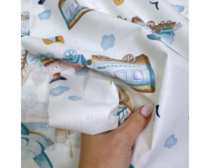 Ранфорс паровозики бирюза