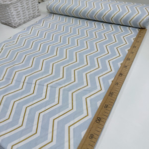 Ранфорс зигзаг на пыльно-голубом с золотым глиттером Г