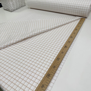 Ранфорс клетка бежевая на белом средняя