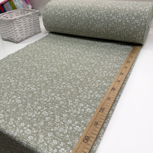 Ранфорс жатый цветочки на оливковом