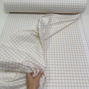 Ранфорс клетка бежевая на белом средняя