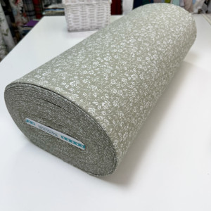 Ранфорс жатый цветочки на оливковом