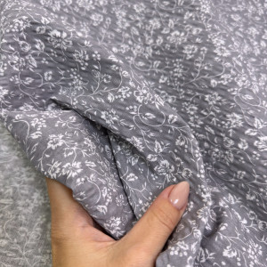 Ранфорс жатый цветочки на сером