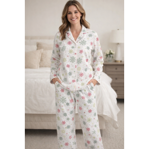 Фланель снежинки красно-зелёные