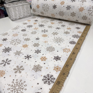 Фланель снежинки беж