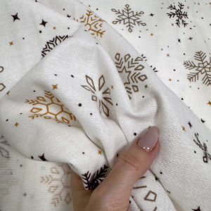 Фланель снежинки беж