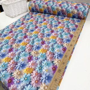 Ранфорс 5D ромашки разноцветные