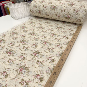 Ранфорс жатый цветочки прованс на кремовом