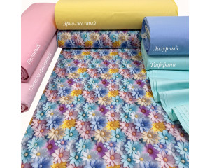 Ранфорс 5D ромашки разноцветные