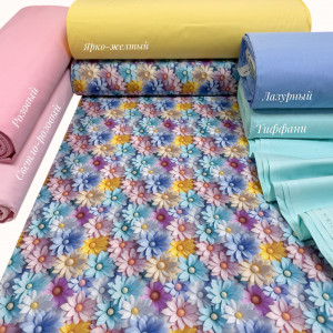 Ранфорс 5D ромашки разноцветные