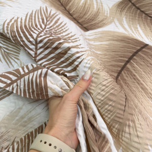 Ранфорс жатый листья бежевые