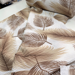 Ранфорс жатый листья бежевые