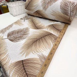 Ранфорс жатый листья бежевые