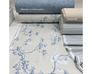 Ранфорс птички на деревьях бежевые