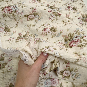 Ранфорс жатый цветочки прованс на кремовом