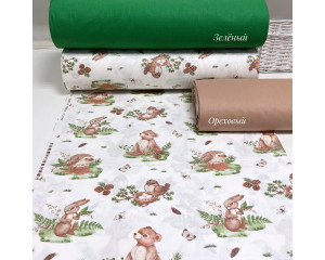 Ранфорс зверята зелёно-коричневые