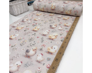 Ранфорс цыплята на серо-бежевом