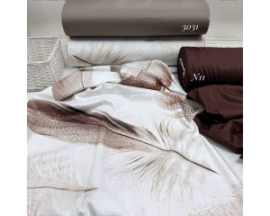 Сатин перья каштан  