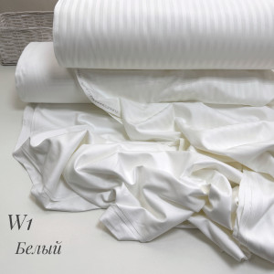 Страйп-сатин белый W1