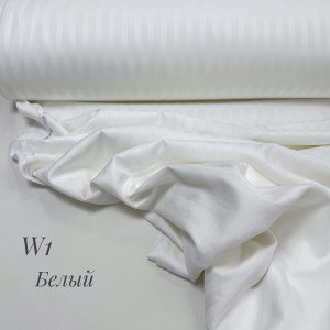 Страйп-сатин белый W1