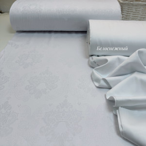 Сатин жаккард белый